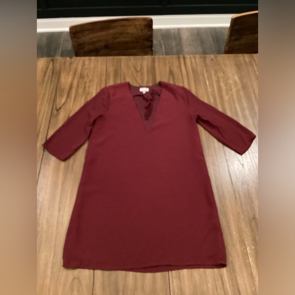 Tobi bell sleeve shift sheath knee length 3/4 Sleeve dress burgandy dress S - Picture 6 of 11